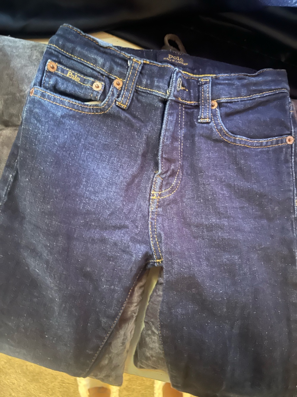 Polo Ralph Lauren Boys Dark Indigo Denim Jeans with Contrast Stitching